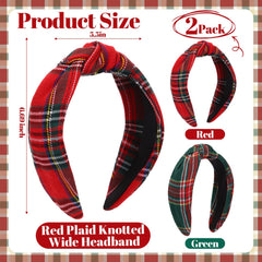 Yilloog buffalo plaid headband knot design creates a classic festive focal point.