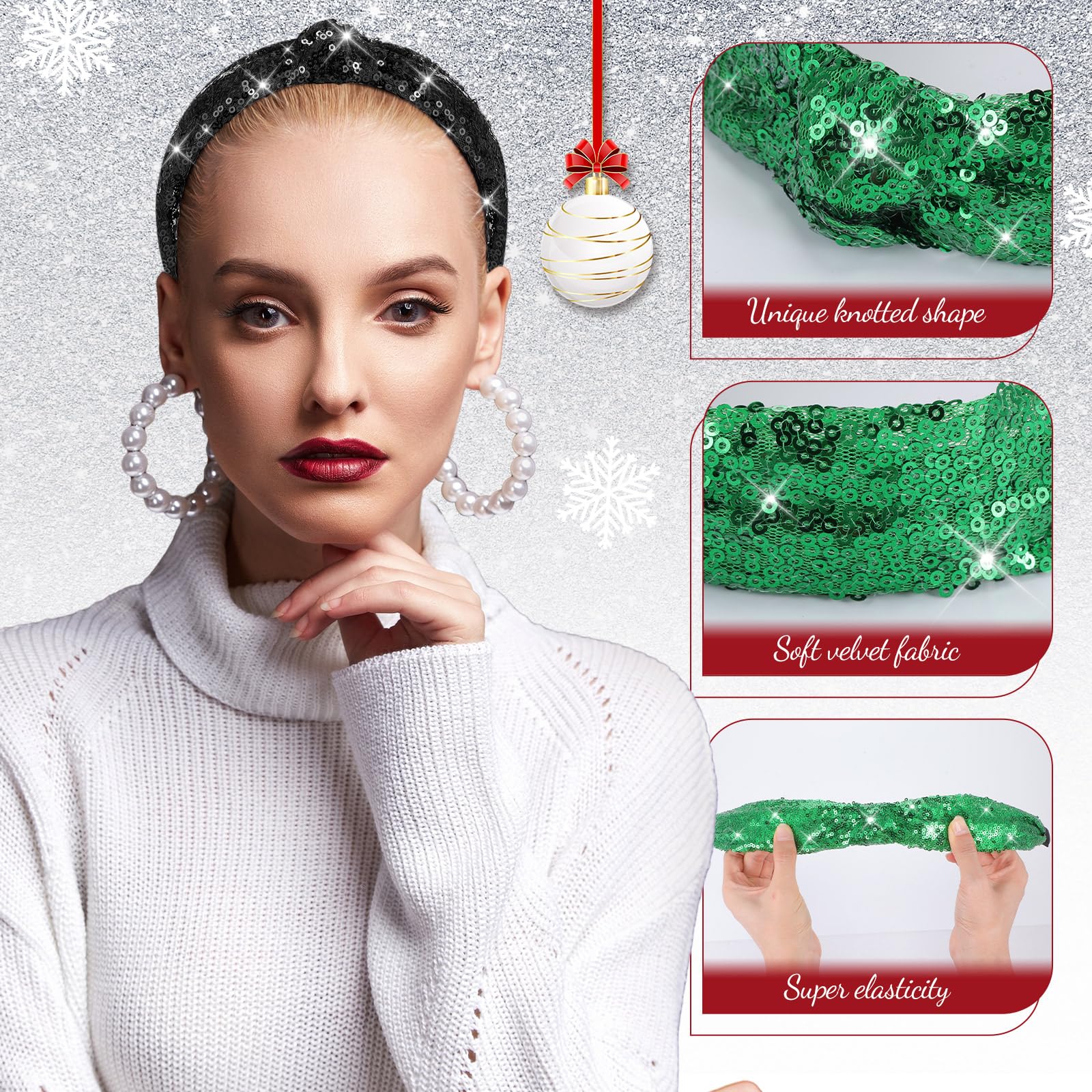 Yilloog black velvet knotted headband side view pairs with any outfit and non-slip grip