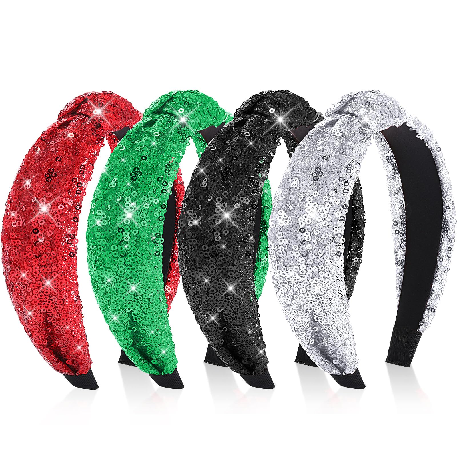 Yilloog Christmas velvet knotted headband red front view showing festive style and comfort