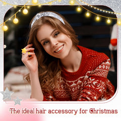 Yilloog white velvet knotted headband front view adds subtle sparkle for all-day wear
