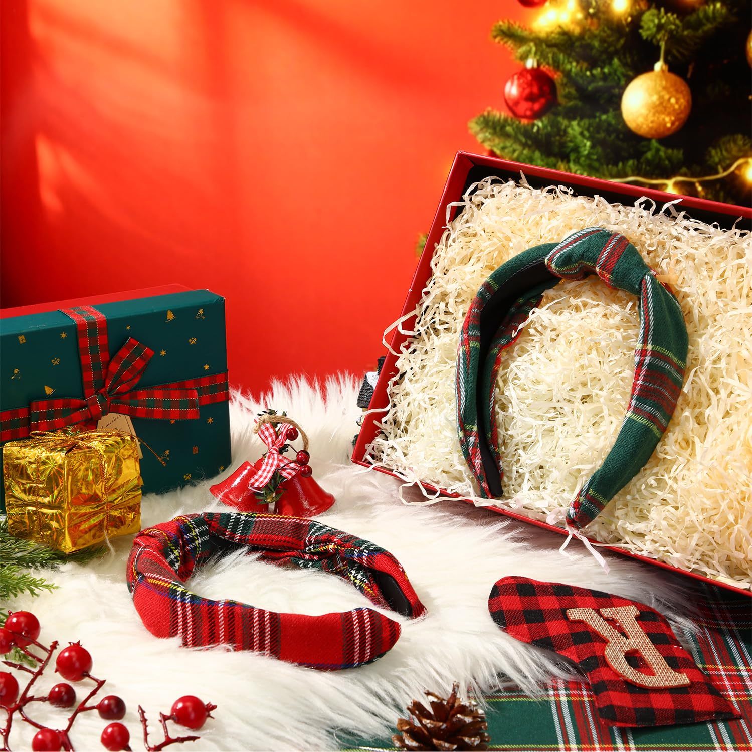 Yilloog Christmas party look headband adds warm charm to holiday outfits.