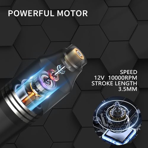 YILONG tattoo gun coreless motor close-up shows quiet operation and smooth strokes