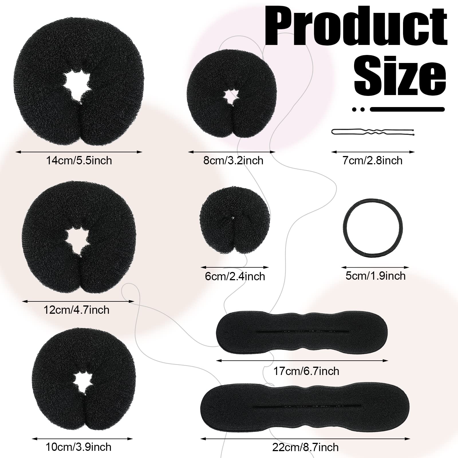 Yinder donut bun maker 12cm for voluminous formal buns