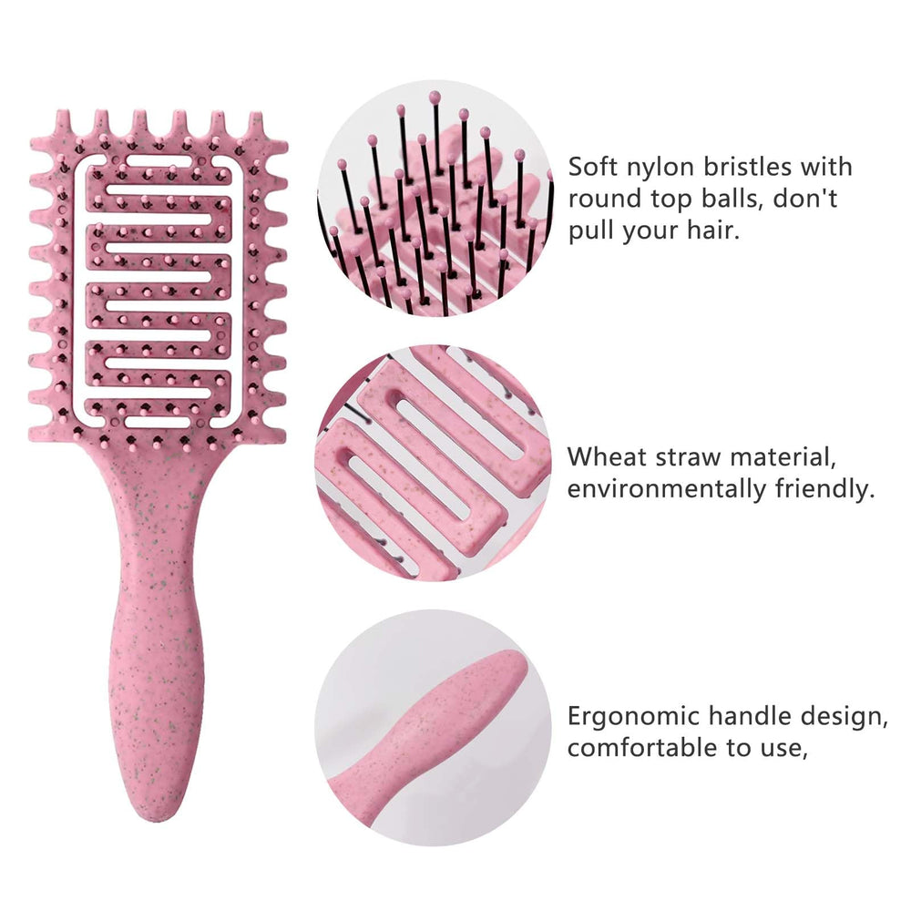 Yingbtr Curl Defining Brush features strategically placed bristles for even hair division during styling.