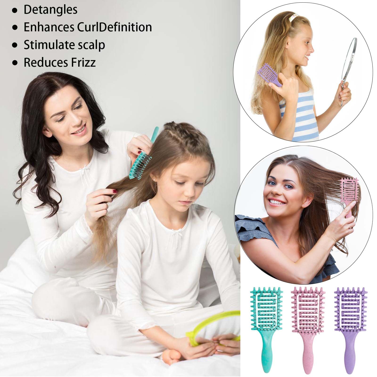 Yingbtr Curl Defining Brush bristles glide softly, reducing pulling for comfortable daily grooming.