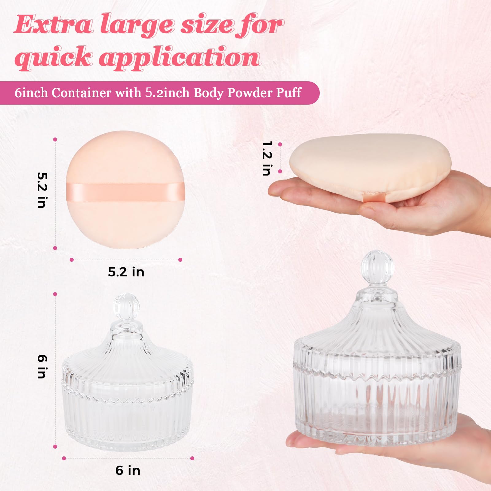 YINGMAN 6-inch glass powder container for secure storage and spill-free dispensing.