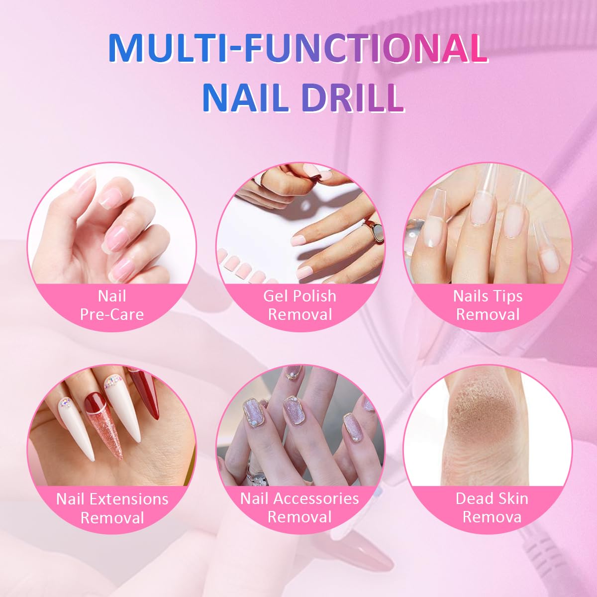 Yinhing nail-drill-chuck-easy-grip allows quick bit changes without tools
