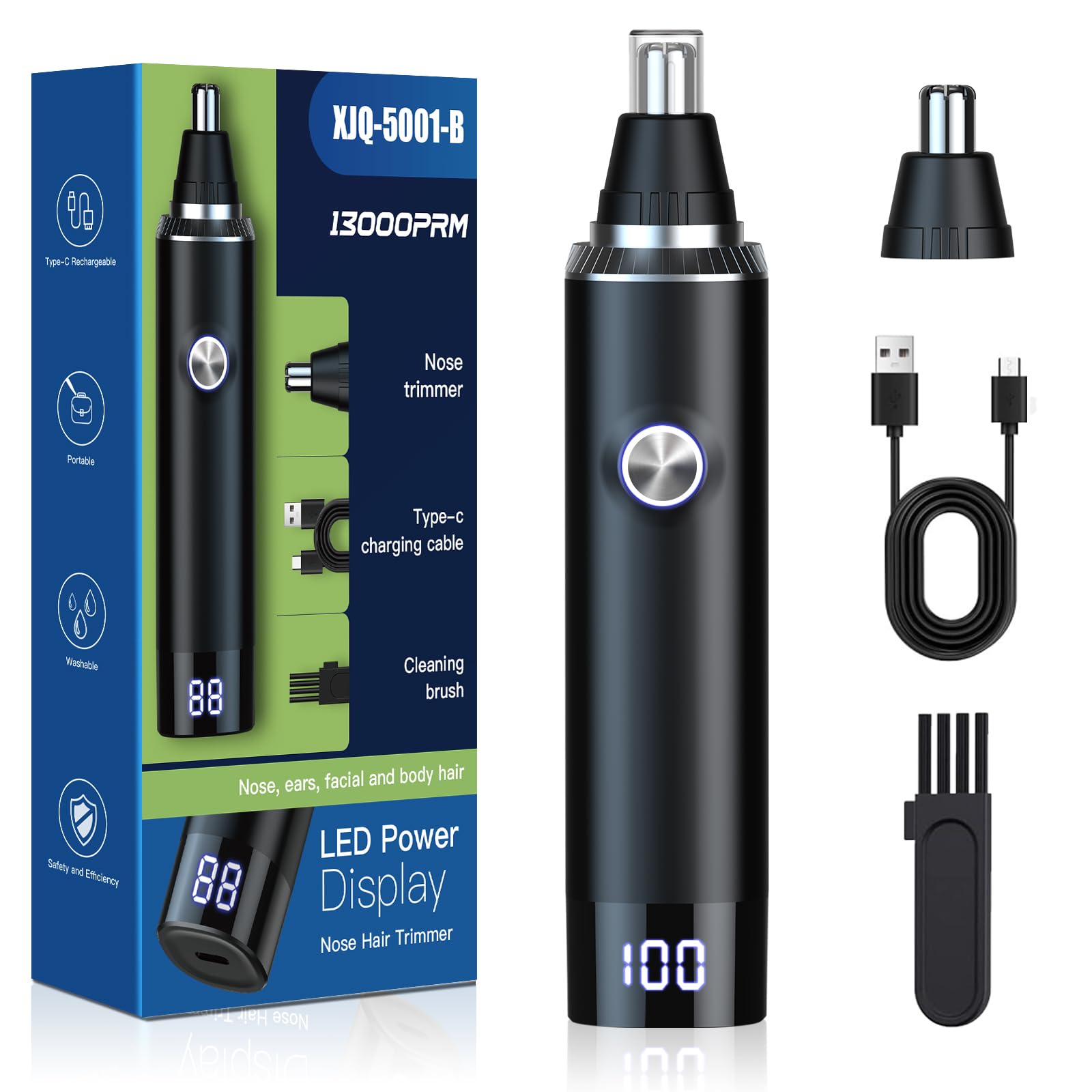 Yinowt ear-nose trimmer two-heads for versatile grooming.