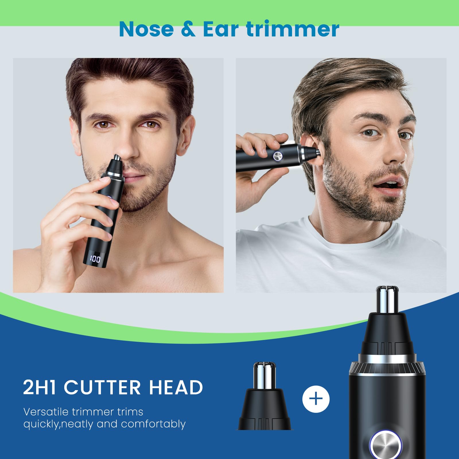 Yinowt USB-C charging display shows battery level for hassle-free grooming.