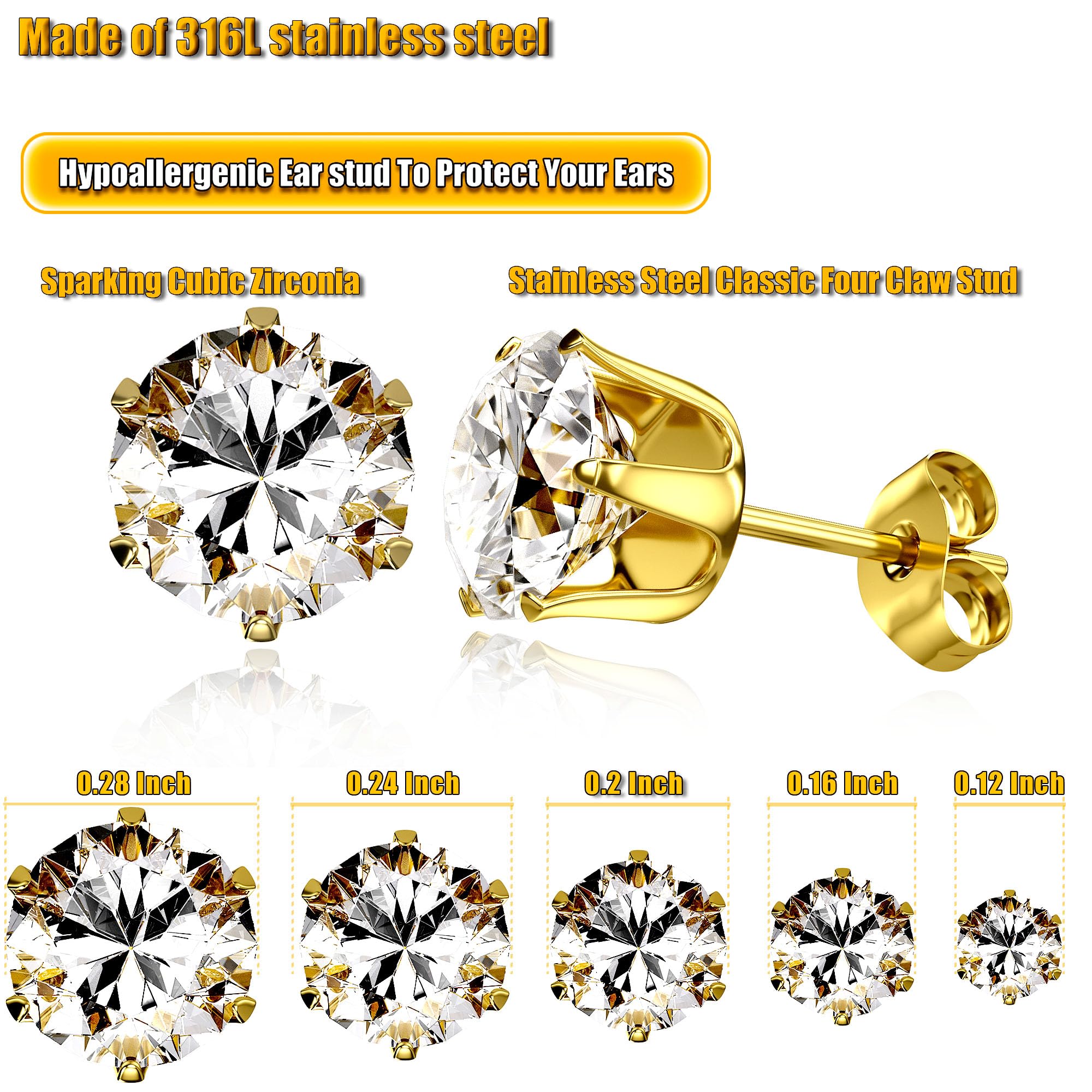 YINPAD surgical-grade earrings package showing anti-sensitivity design for gentle skin