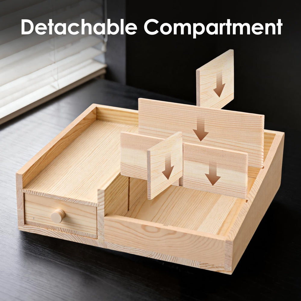 YIOJOYD adjustable compartments drawer depth demonstrates flexible storage for perfumes and skincare.