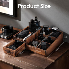 YIOJOYD bathroom counter organizer with six compartments declutters your sink area.