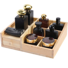 YIOJOYD Cologne organizer—wood grain detail highlighting natural texture for an organized vanity.