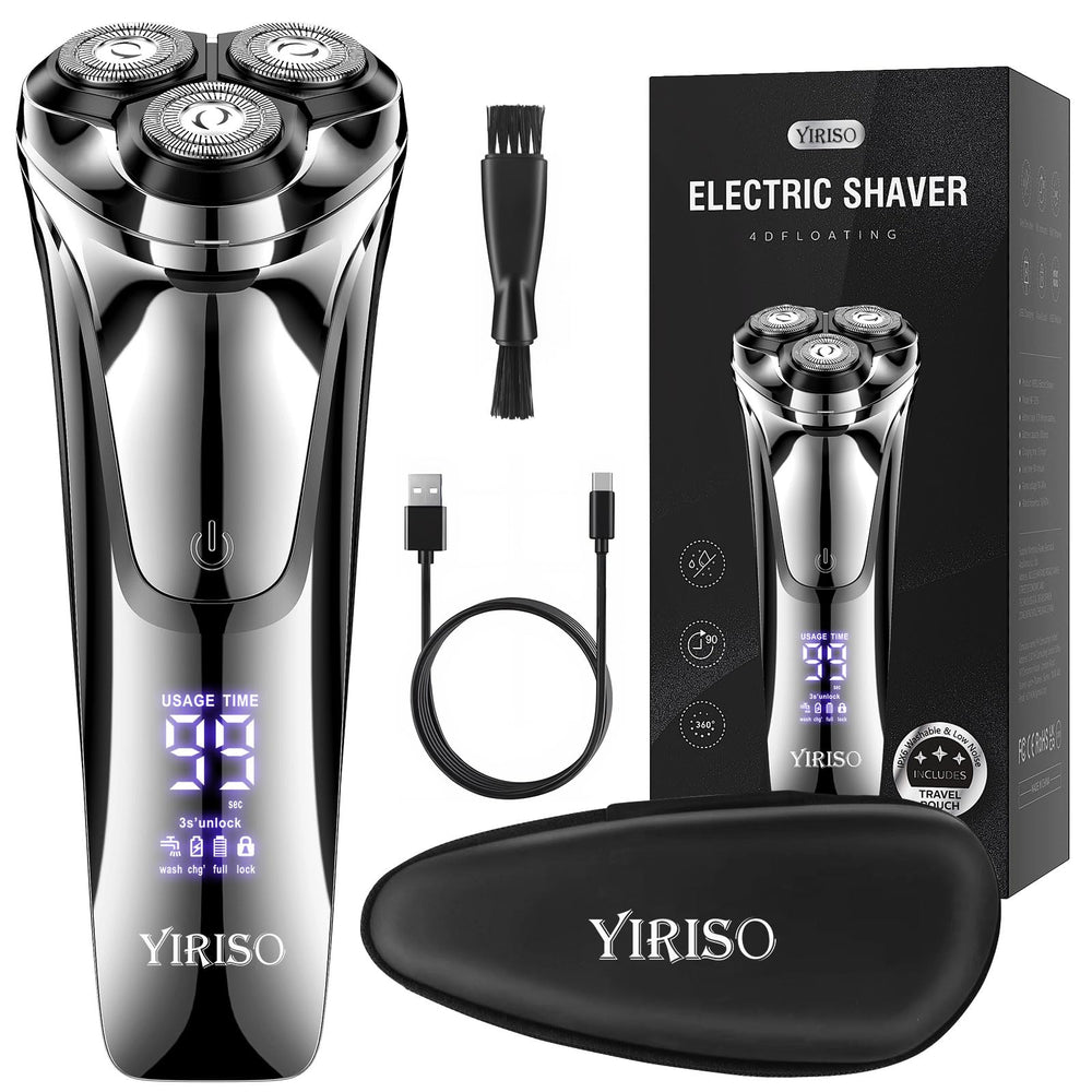 YIRISO electric razor with 4D floating head for precise contour shaving on sensitive skin