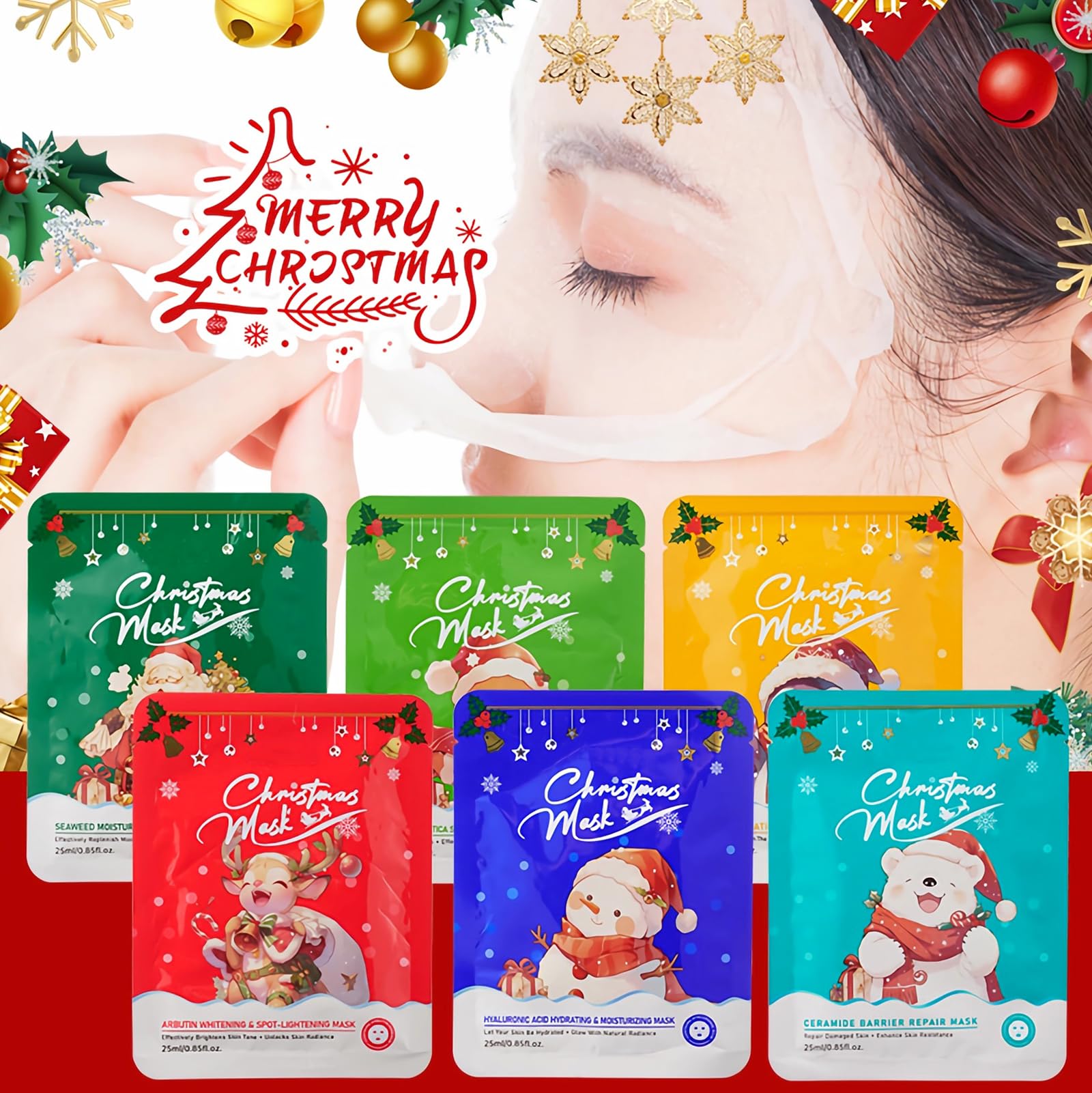 Yishifa masks feature holiday-pattern packaging for a festive self-care moment