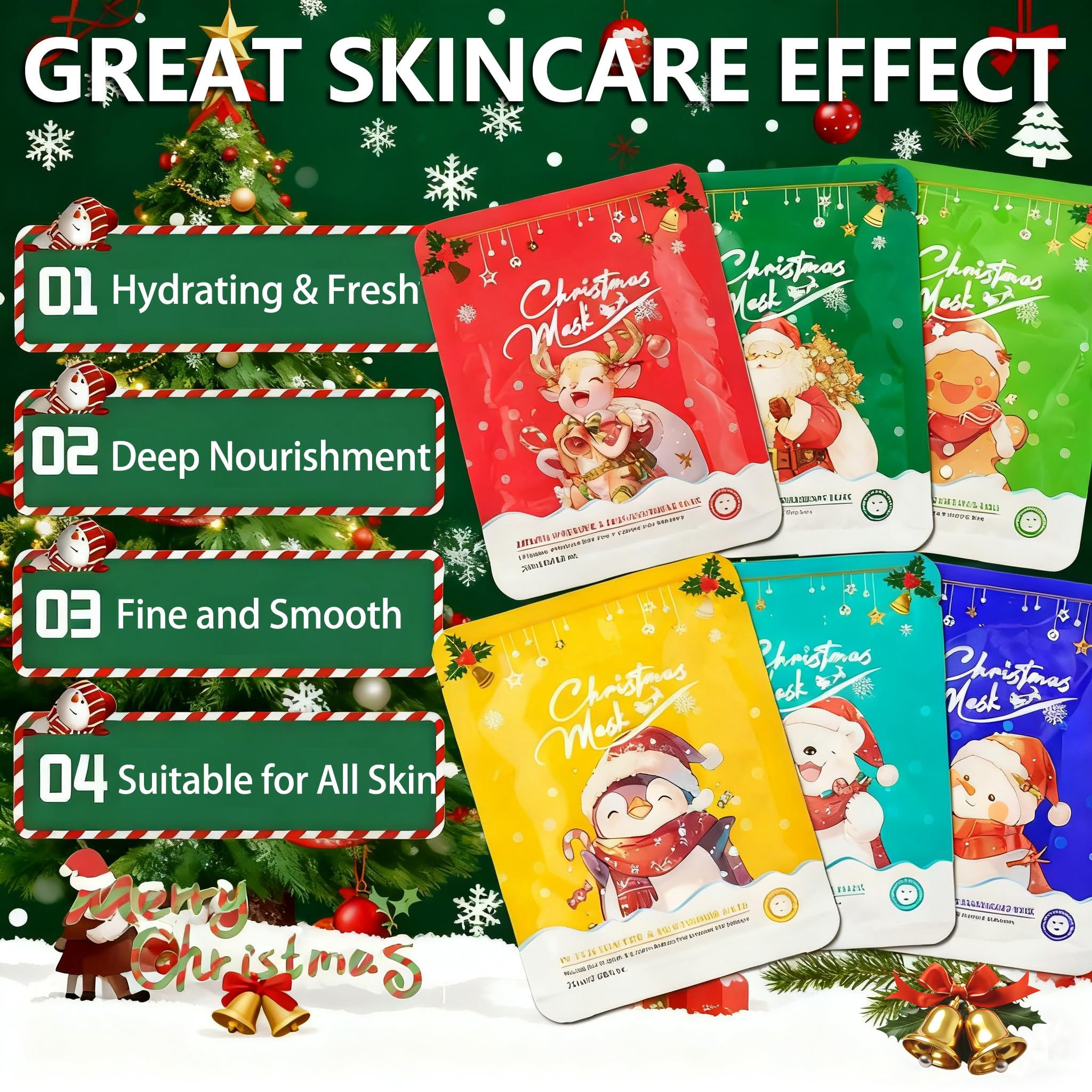 Yishifa Christmas masks Santa design offers gentle nourishment during holiday skincare routines