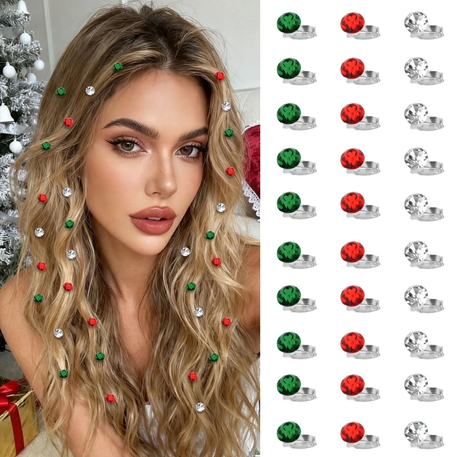 YISSION christmas rhinestone hair clip pack – festive sparkle for any hairstyle.