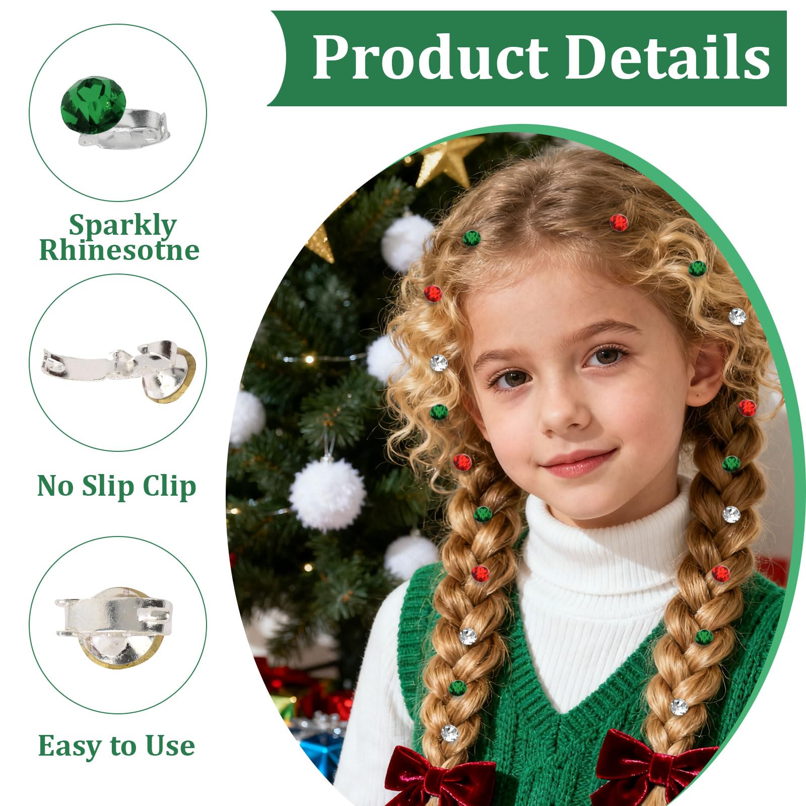 YISSION mini crystal gem hair barrette close-up – durable sparkle for all-day wear.