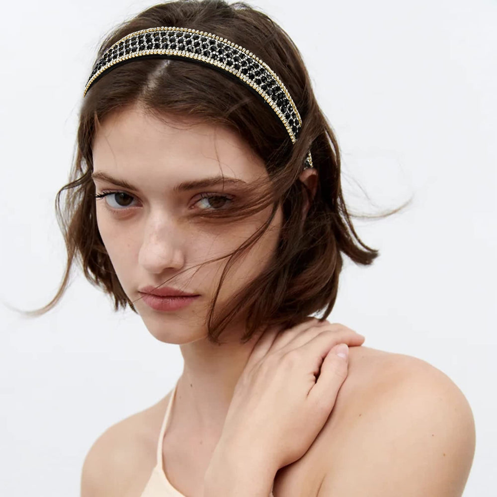 YISSION glitter crystal headband closeup showing vivid crystals for party shine