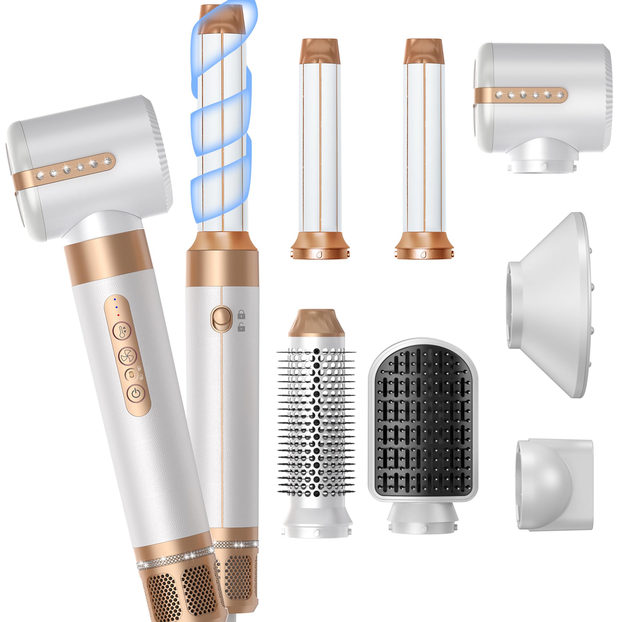 Yitrust blow dryer brush 7-in-1 close-up showing fast drying and styling options.