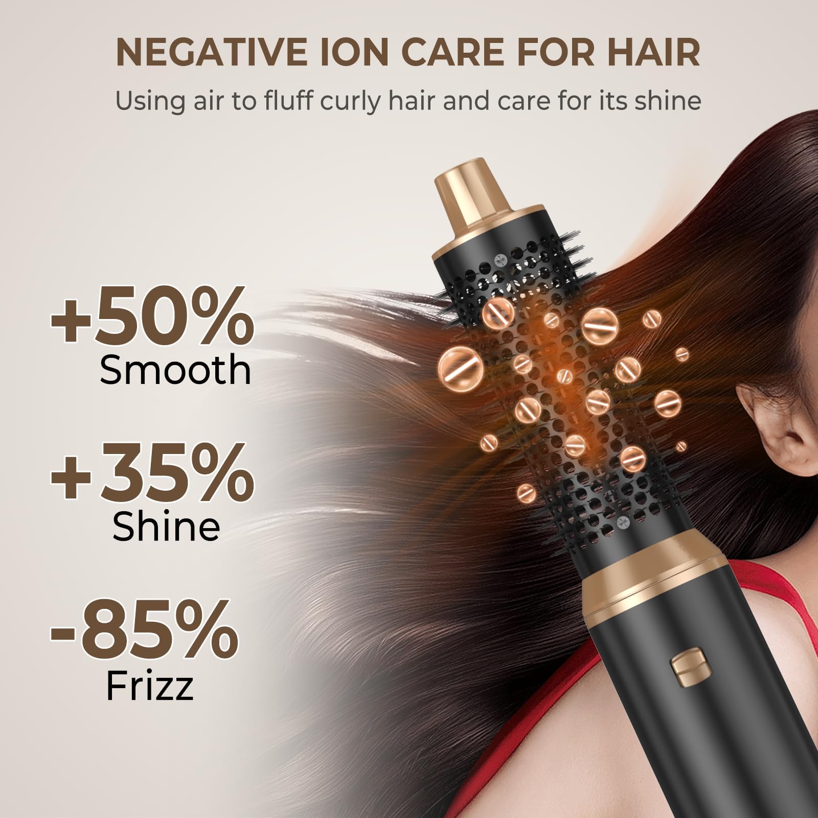 Yitrust negative ion air flow close-up highlights frizz reduction and shine