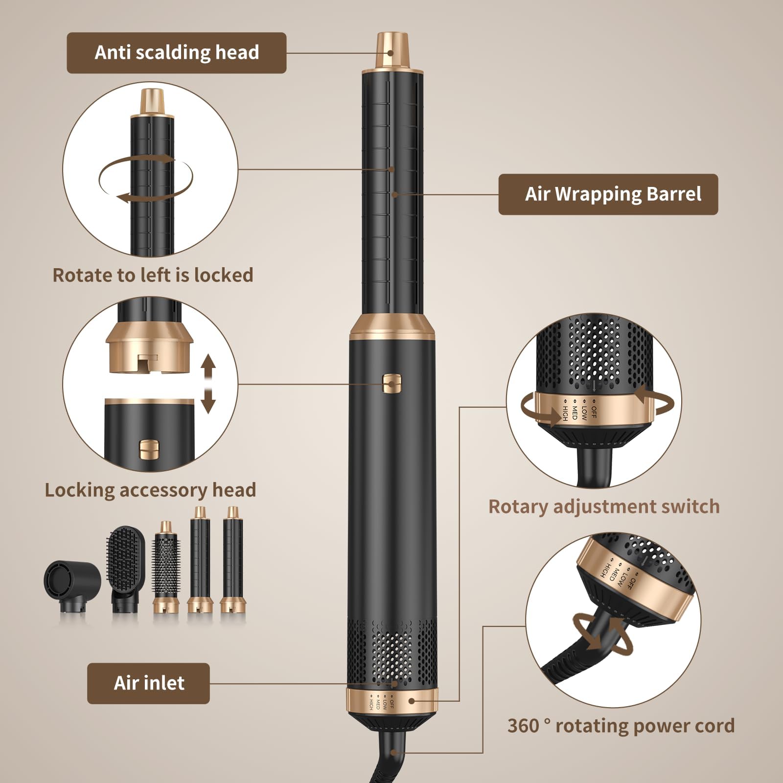 Yitrust travel curling iron removable design supports easy packing