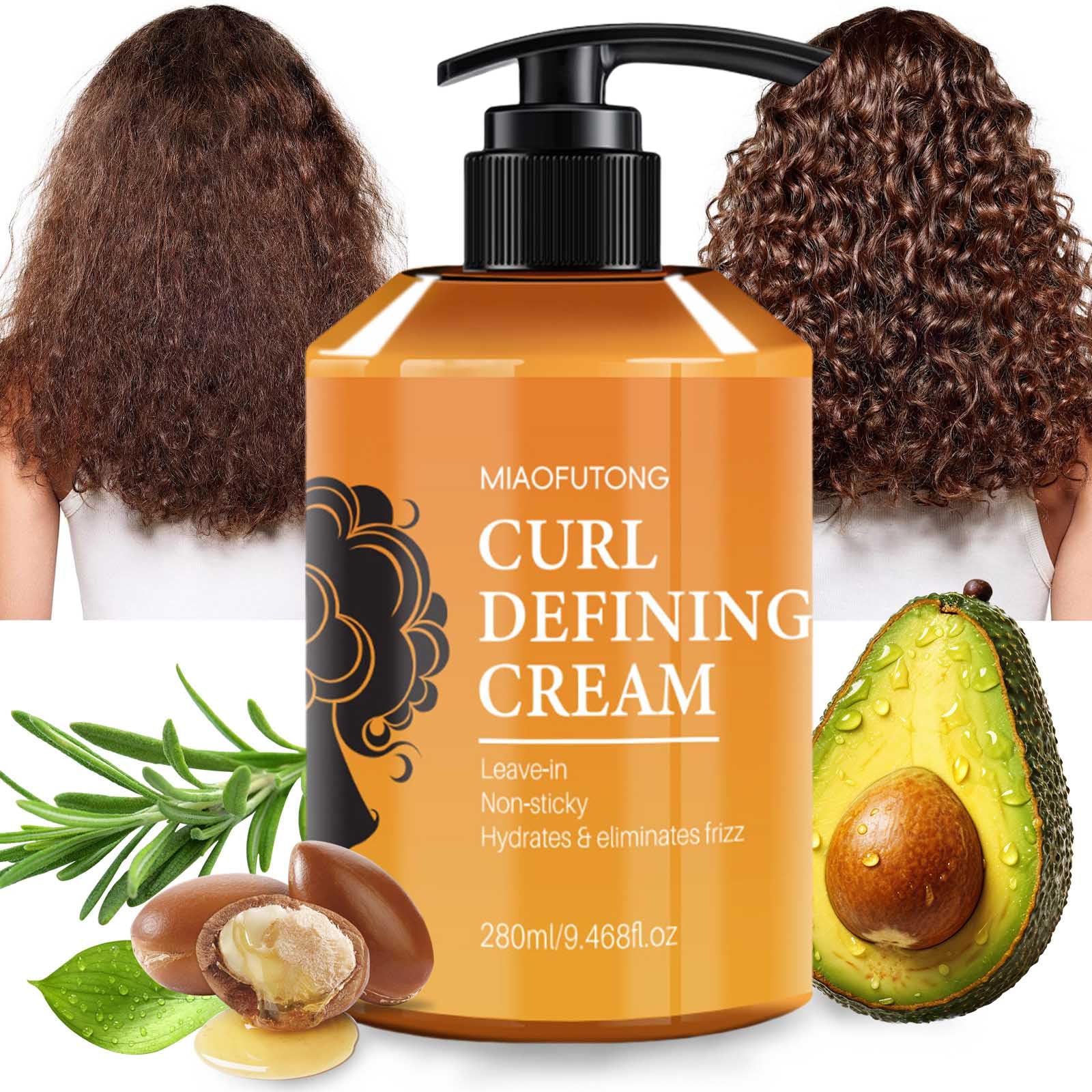YJLYQF Moroccan curl defining cream bottle highlights long-lasting curls and frizz control.