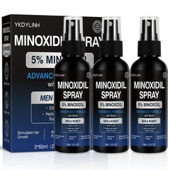 YKDYLINH 5% Minoxidil spray bottle ready for scalp application aiding thinning areas