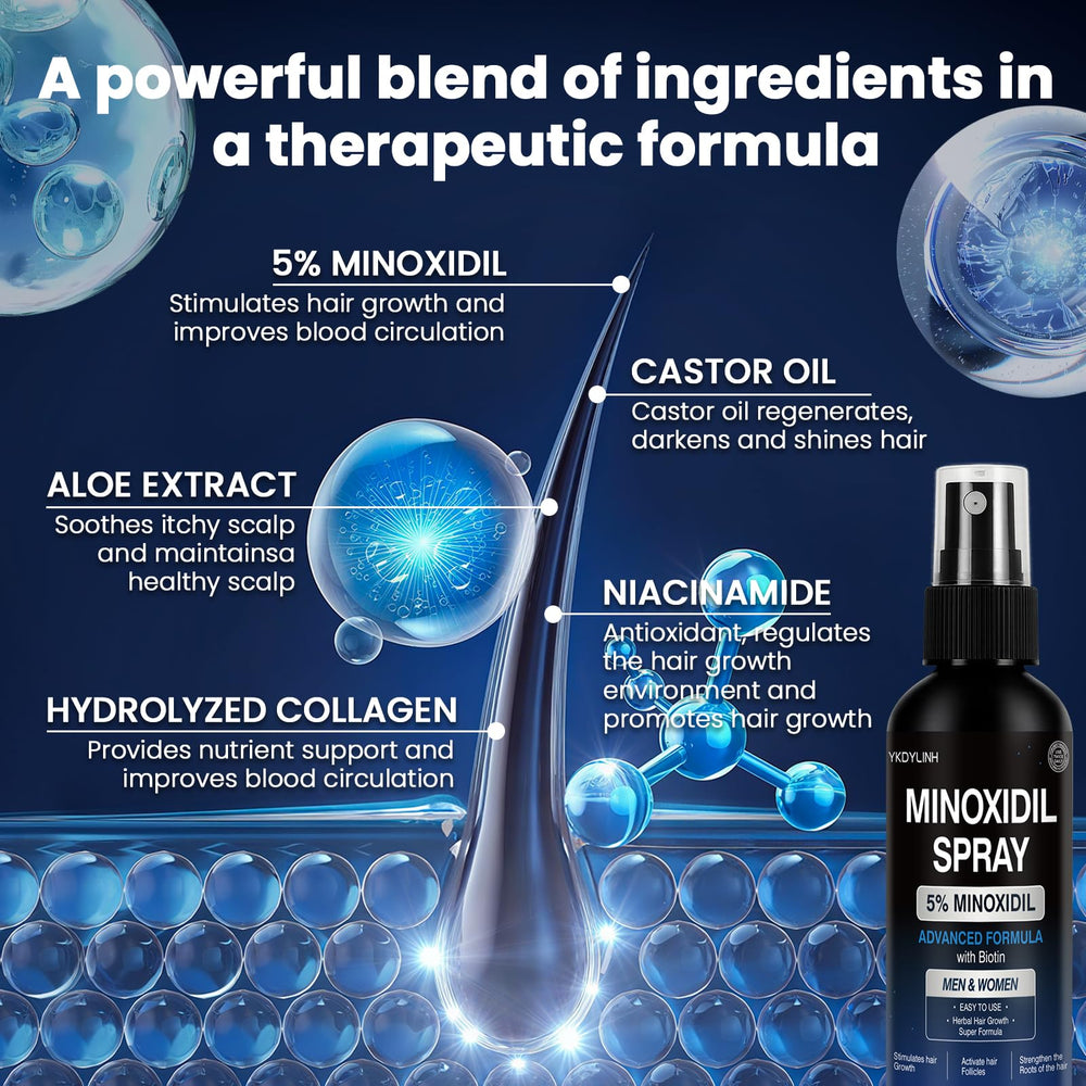 YKDYLINH 5% minoxidil spray promotes thicker-looking hair and stronger follicles