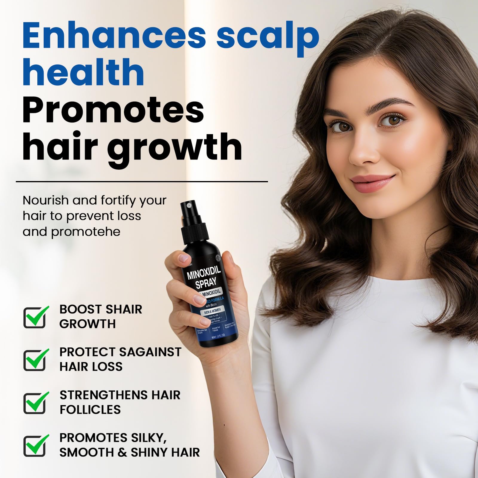 YKDYLINH minoxidil spray mist applied to the scalp supports a twice daily regrowth routine