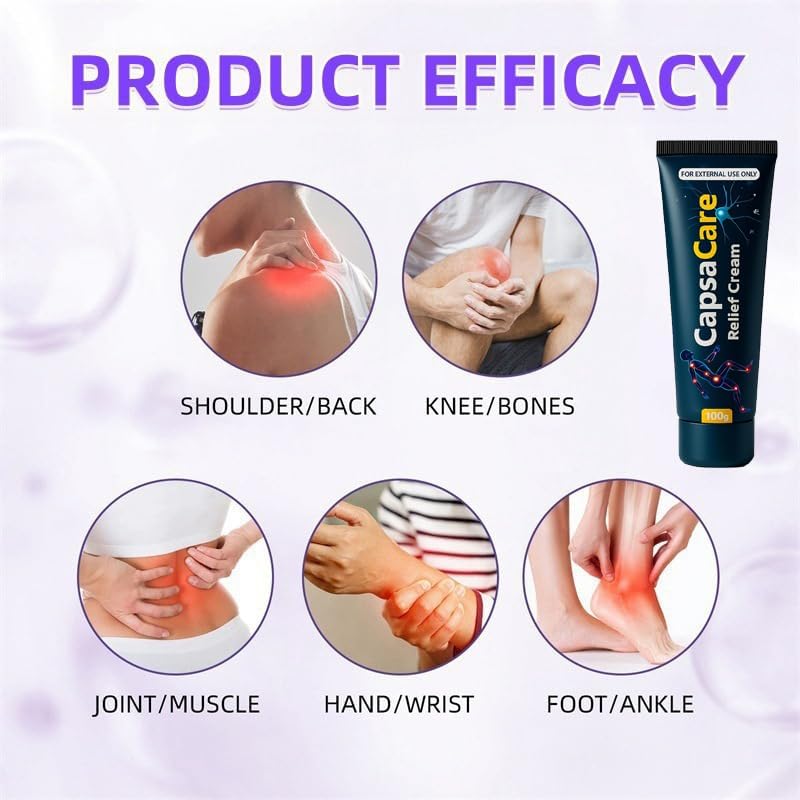 Ylahdent Capsacare Relief Cream applied to hands shows easy spread and fast absorption.
