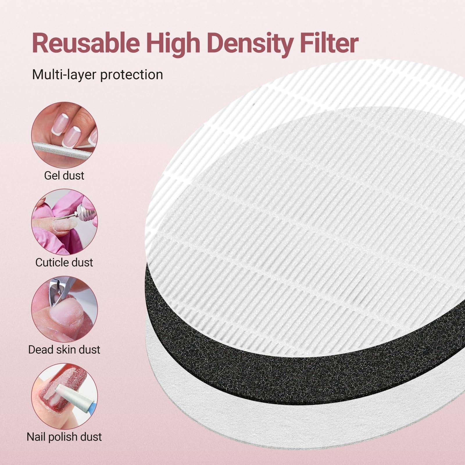YLYYCC Nail Dust Collector wrist-friendly design with anti-slip pads for stable operation.