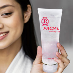 YMEYFAN conductive gel used with facial device on the face.