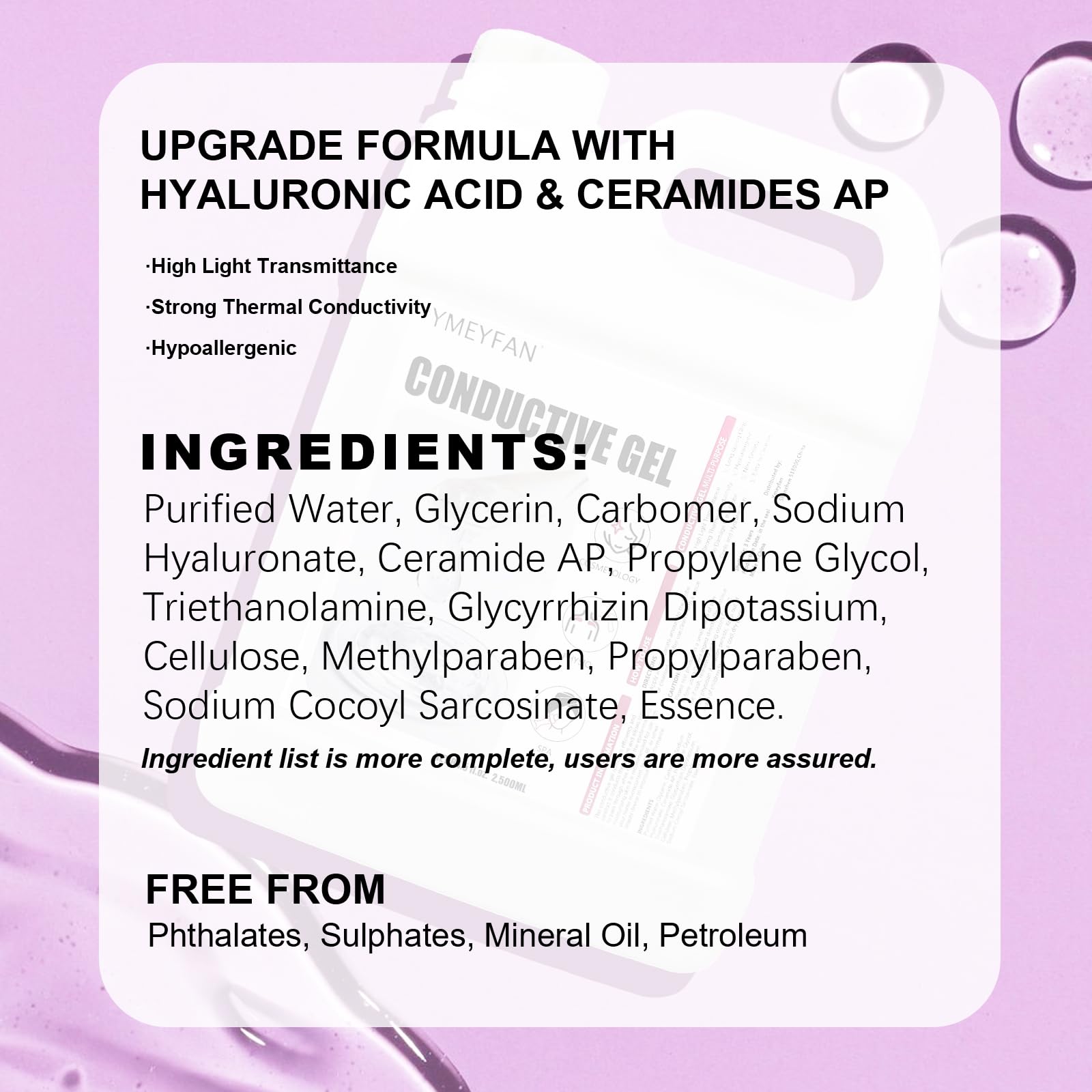 YMEYFAN gel enriched with sodium hyaluronate and ceramide AP