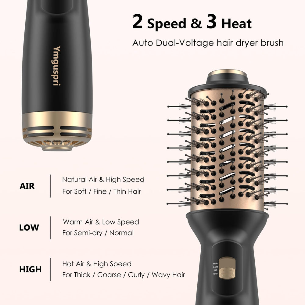 Ymguspri negative-ion bristles help smooth hair and reduce frizz