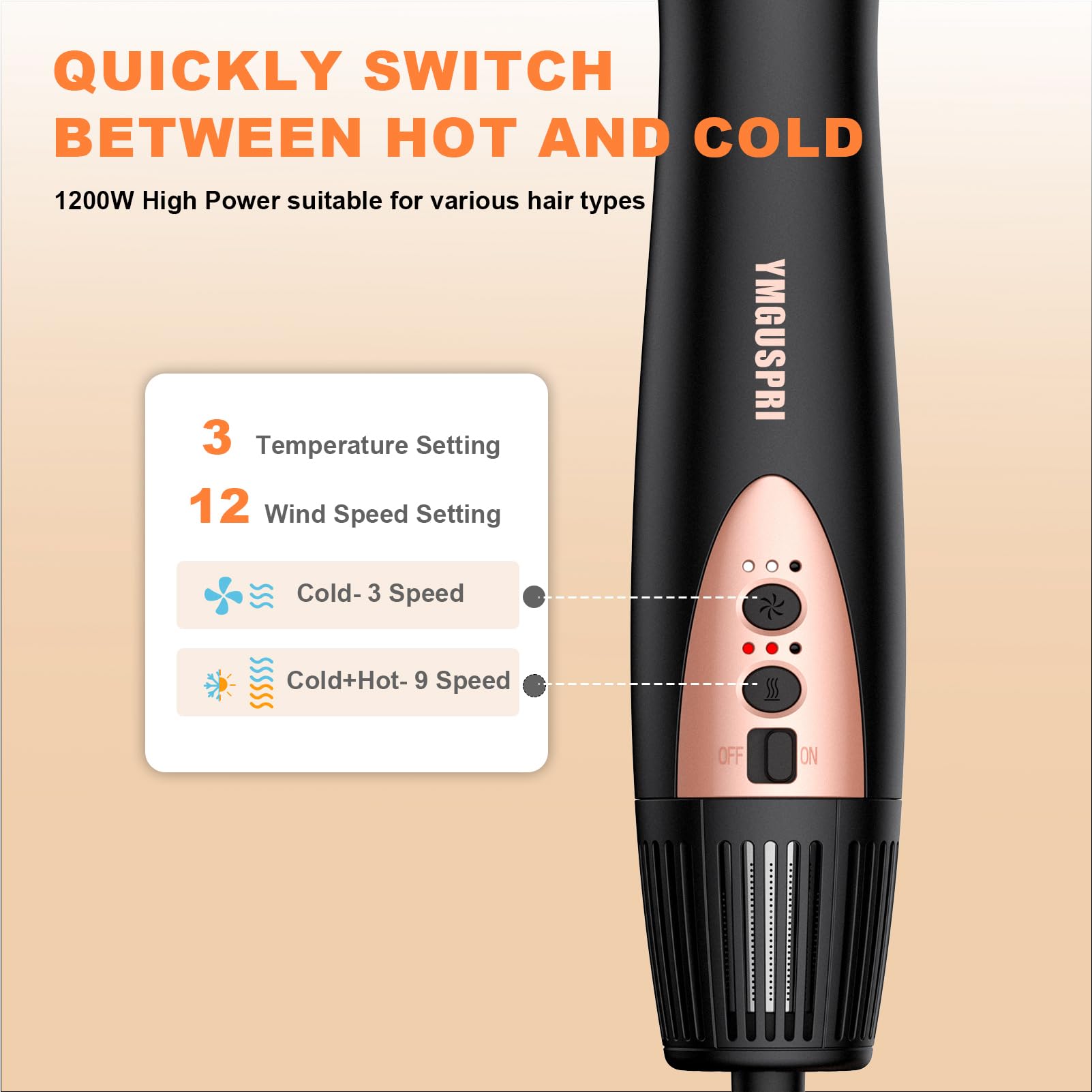 Ymguspri safety features and warranty icons emphasize safe styling and reliable support.