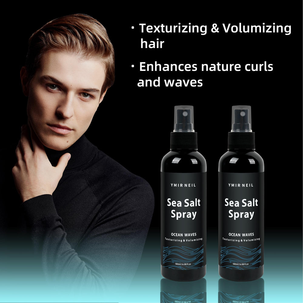 YMIR NEIL sea salt spray creates beach waves on damp or dry hair.
