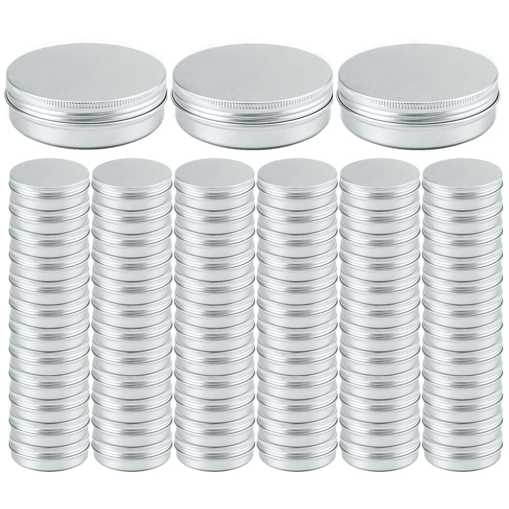 Ymkf Sqqr 2oz aluminum tin jars with lids for secure travel storage.