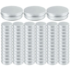 Ymkf Sqqr 2oz aluminum tin jars with lids for secure travel storage.