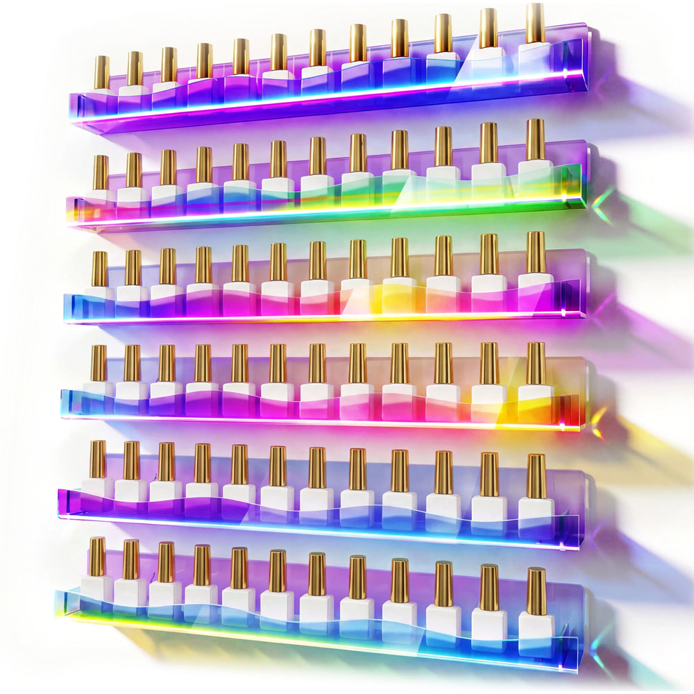 YMVV 15in nail-polish-rack-wall-mounted displaying colors for quick color selection at a glance.