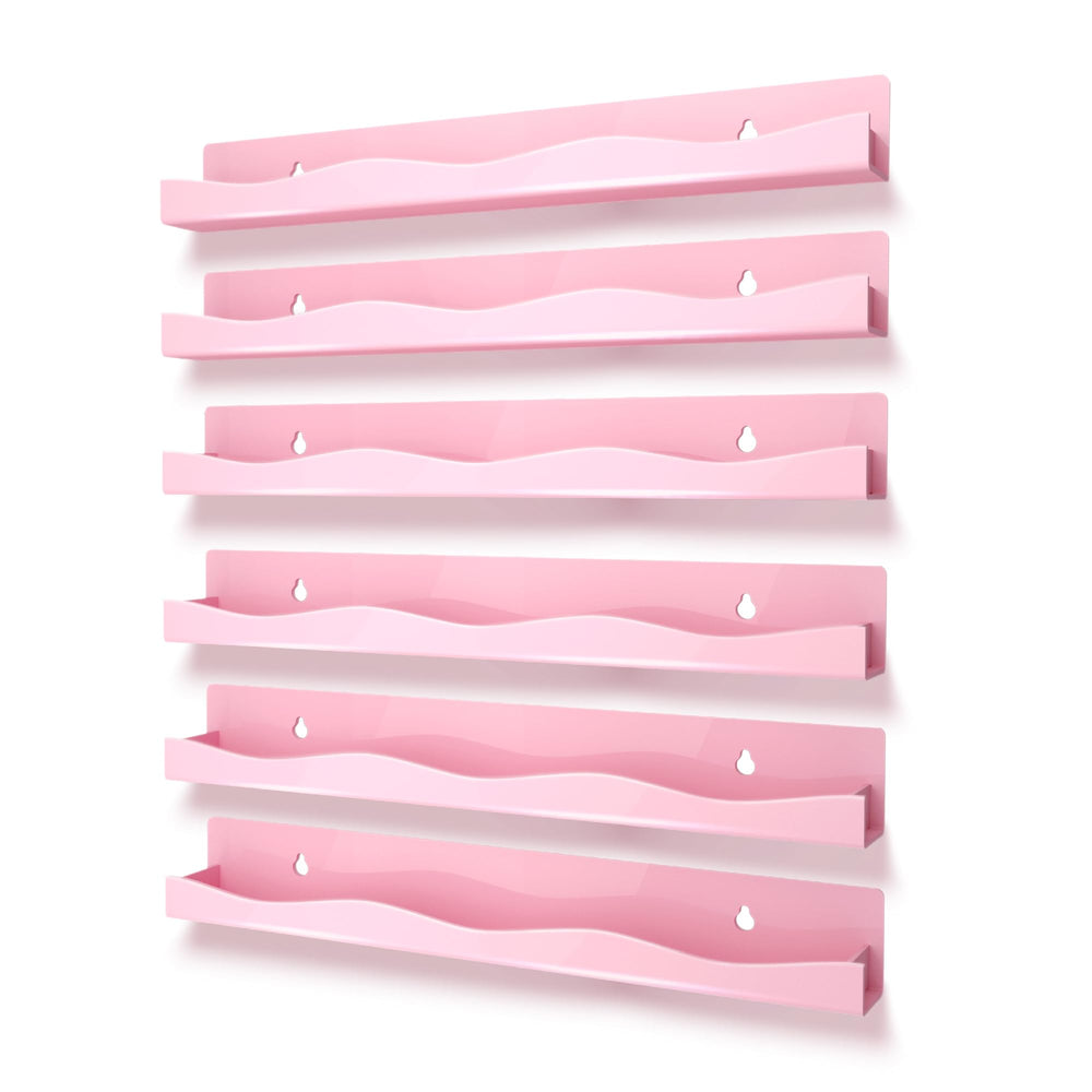 YMVV 6-pack wall-mounted shelf enables quick color access.