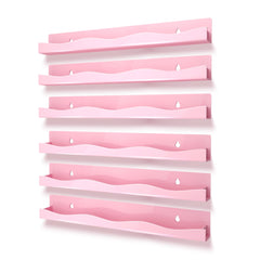 YMVV 6-pack wall-mounted shelf enables quick color access.
