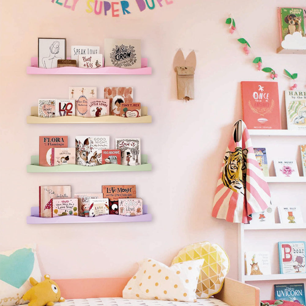 YMVV pastel shelf setup brightens desks, salons, or retail displays