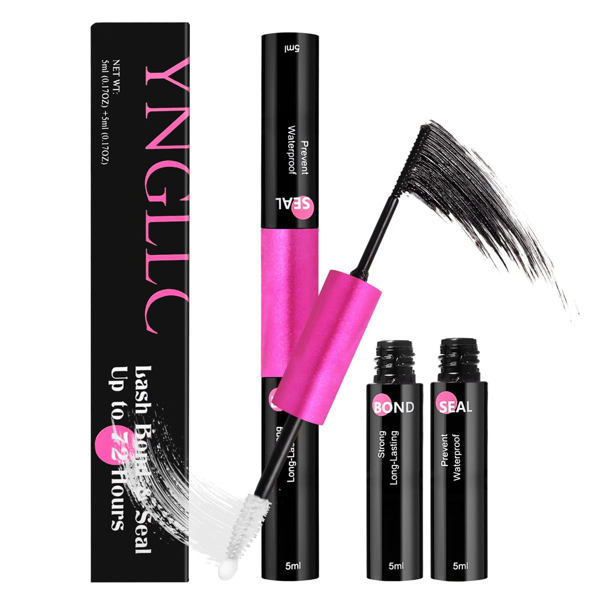YNGLLC Lash Bond and Seal 2in-1 design bottle for quick lash bonding and sealing