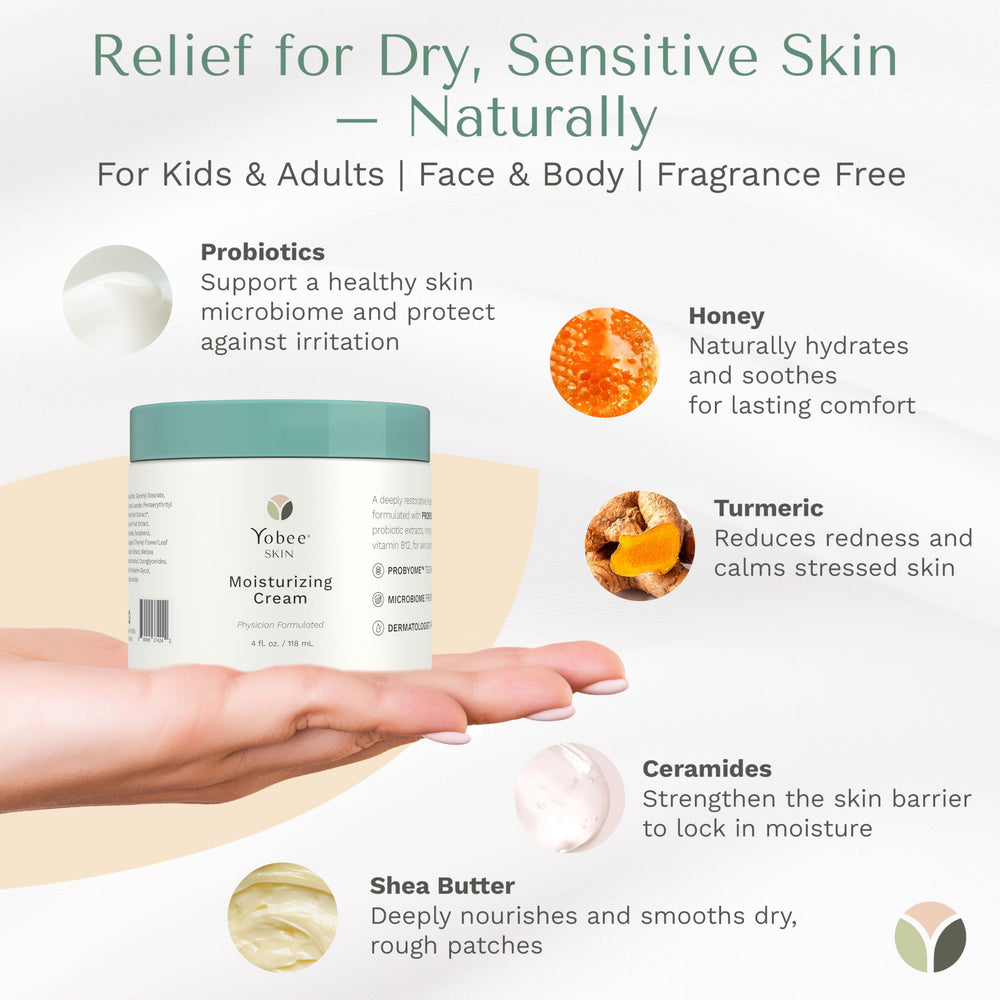 Fragrance-free, family-safe packaging signals suitability for kids and pregnancy skincare.