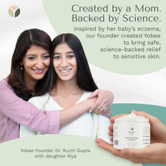Ceramides, shea butter, and vitamin E seal in moisture and strengthen the barrier.