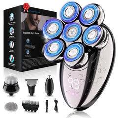 YOBeyux 7-head shaver contours for a smooth, close shave across the scalp.