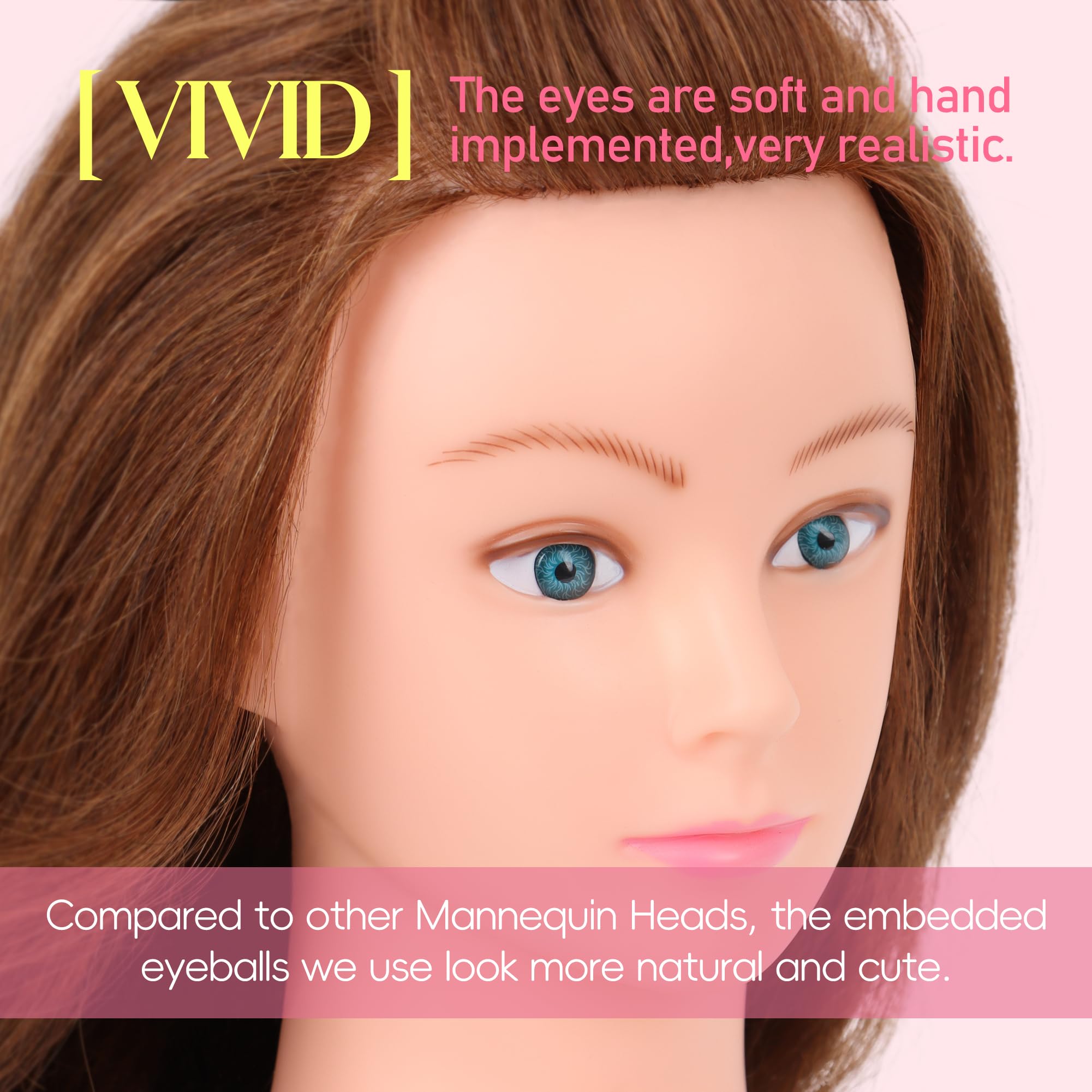 YODIDI mannequin head during styling session with real hair for professional training.