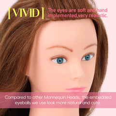 YODIDI mannequin head during styling session with real hair for professional training.