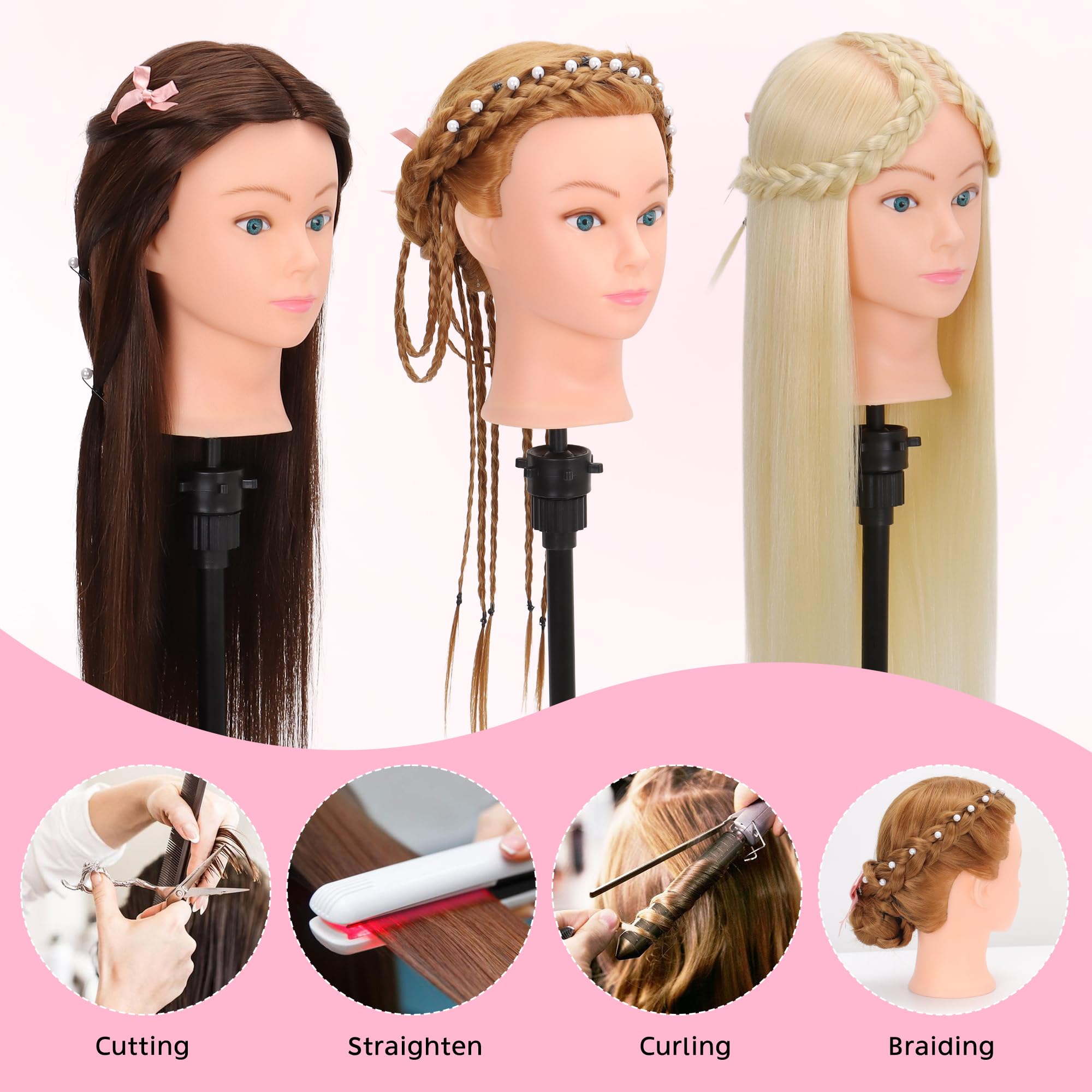 YODIDI mannequin head during a styling session demonstrates curling techniques